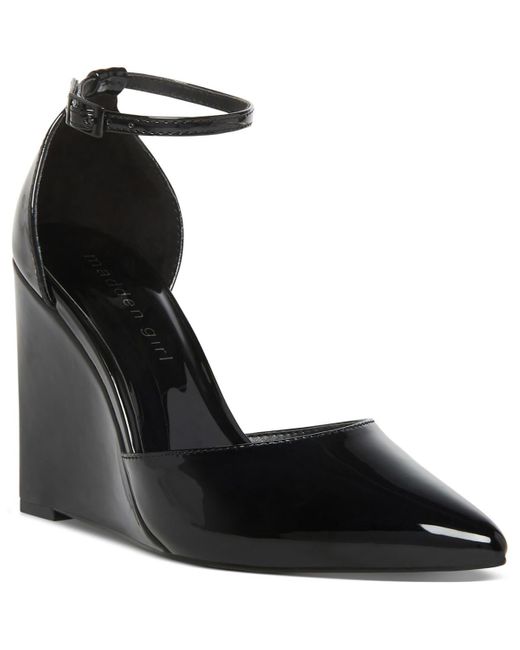 Madden Girl Black Standout Patent Pointed Toe Wedge Heels