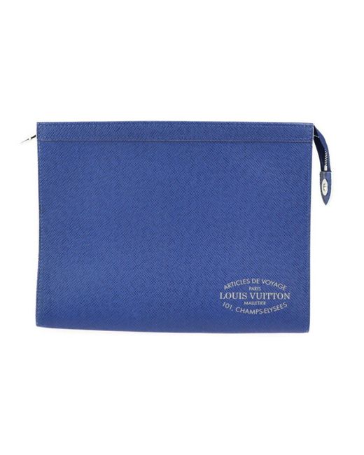 Louis Vuitton Blue Pochette Voyage Leather Clutch Bag (pre-owned) for men