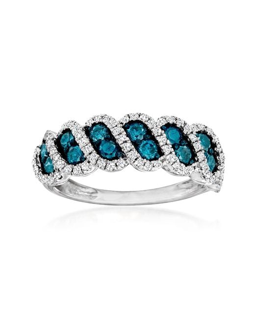 Ross-Simons Blue And Diamond Ring