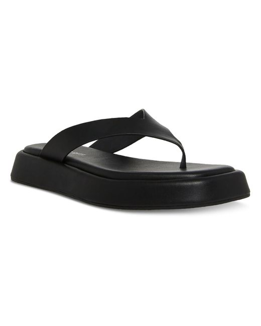 Madden Girl Black Lady Faux Leather Flip-flops Thong Sandals
