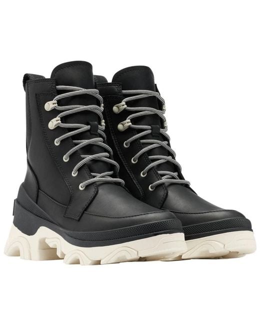 Sorel Black Brex 1951211-010 Leather Lace Up Combat Boots Rhs6022