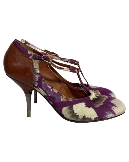 Dries Van Noten Brown Floral Print Pumps