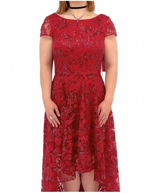 eliza j red lace dress Eliza J Red Lace Dress at the New York Palace