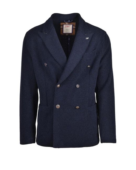 Bob Blue Structured Double-Breasted Blazer for men
