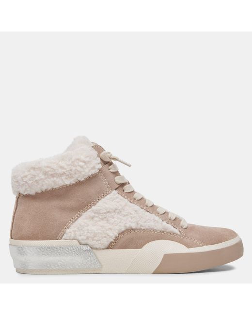 Dolce Vita Natural Zilvia Plush Sneakers Taupe Suede