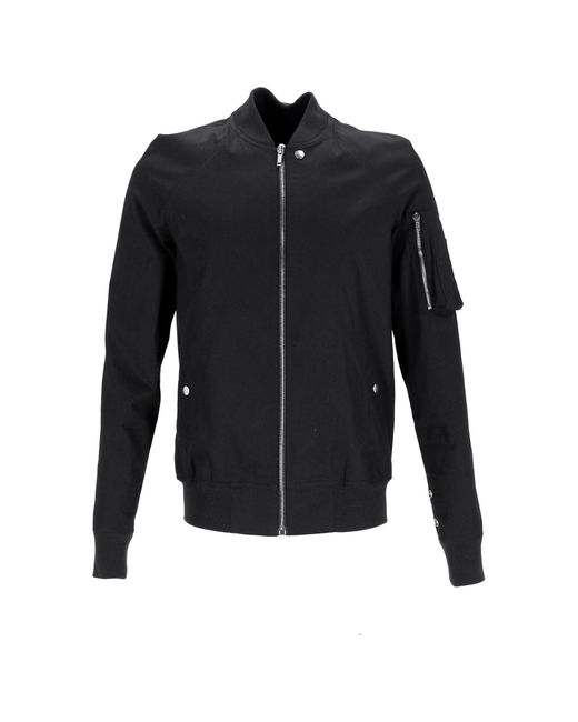 Rick Owens Black Zipped Bomber Jacket With Arm Pocket for men