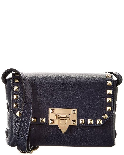Persaman New York Blue Alessia Studded Leather Crossbody
