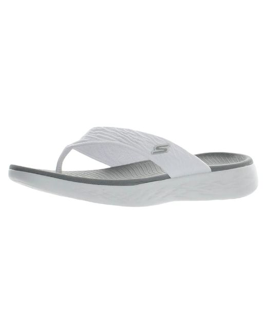 Skechers White On The Go 600-sunny Knit Casual Flip-flops