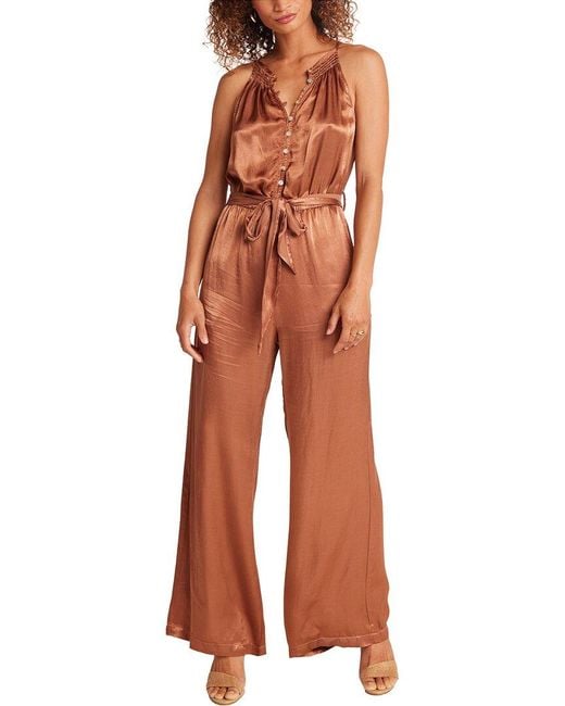 Bella Dahl Orange Smocked Halter Neck Jumpsuit