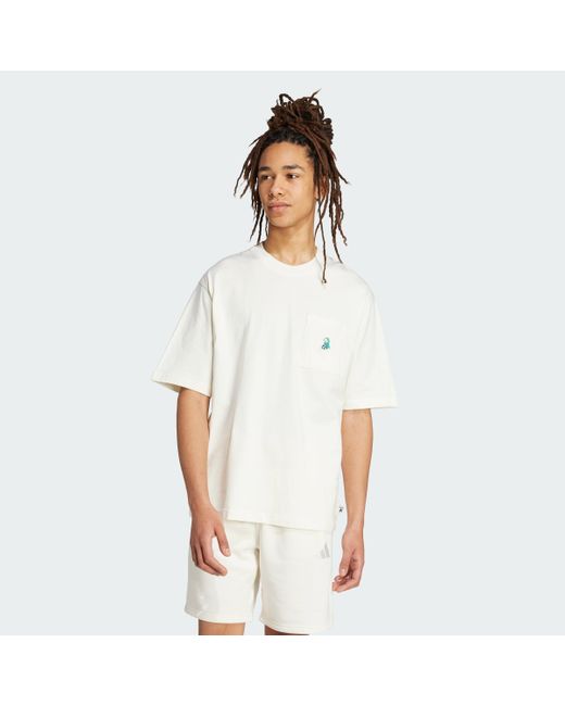 Adidas White Dog Soccer Patch Pocket Graphic Tee for men