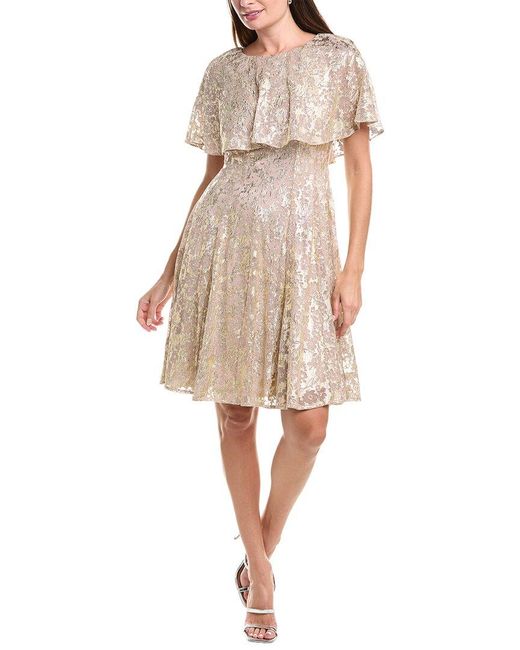 Maison Tara Natural Foil Mesh Mini Dress