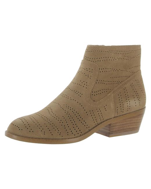 1.STATE Brown Renna Suede Round Toe Ankle Boots