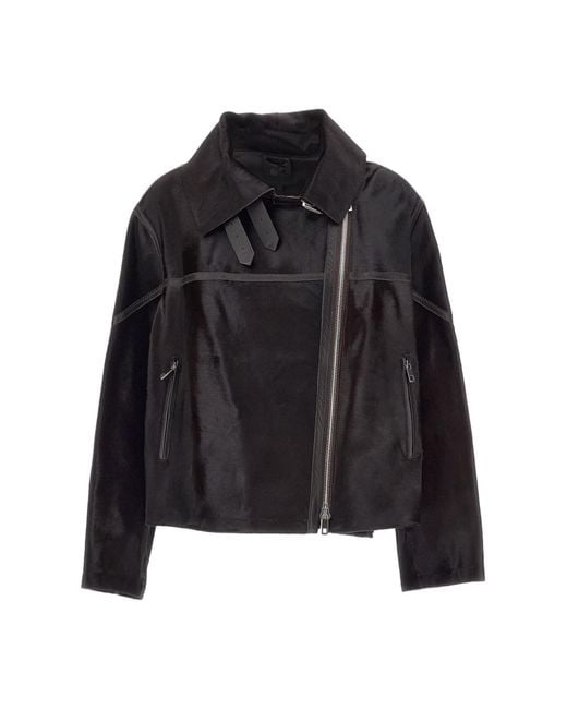 Desa Nineteenseventytwo Black Reversible Leather Shearling Biker Jacket
