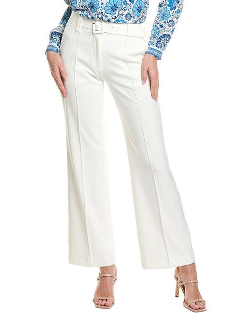 Tahari White Covered Buckle Pant