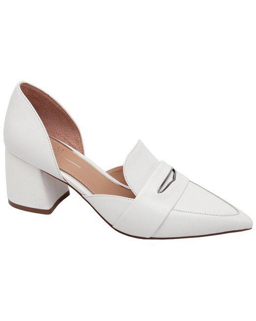 Linea Paolo White Cache Leather Pump