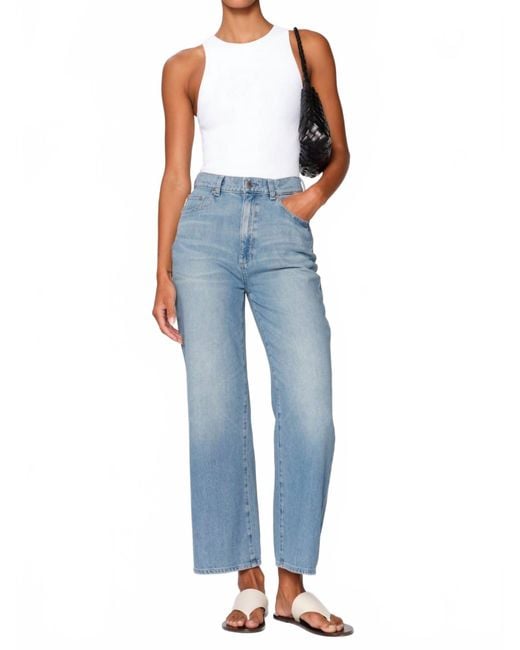 DL1961 Blue Hepburn Wide Leg High Rise Ankle Jeans