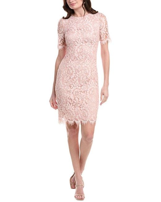 Vince Camuto Women's Lace Blouson Sleeve Shift Dress, Ivory/Blush at Amazon  Women's Clothing store