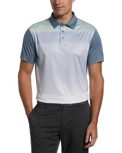 PGA TOUR Blue Sun Protection Collar Polo for men