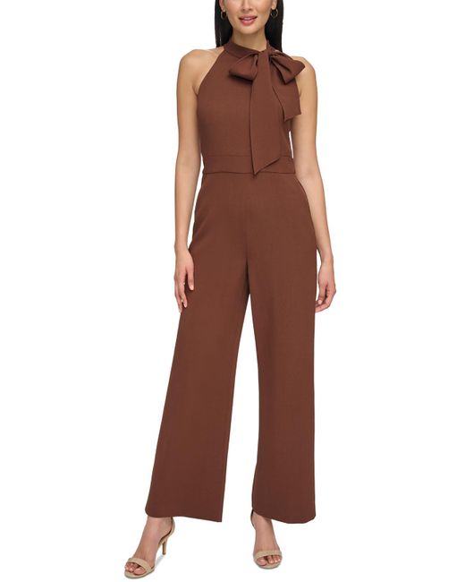 Vince Camuto Brown Crepe Bow Jumpsuit