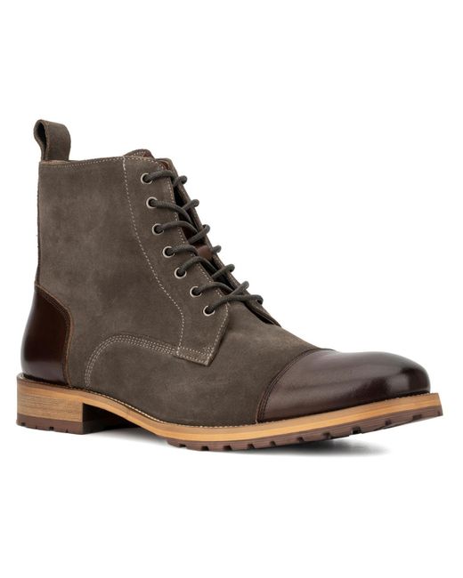 Vintage Foundry Brown Seth Suede Toe Cap Combat & Lace-up Boots for men