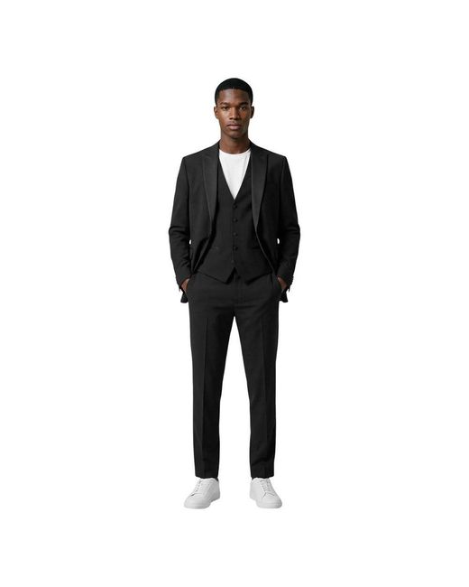 MULISH Black Polyester Three-Piece Suit for men