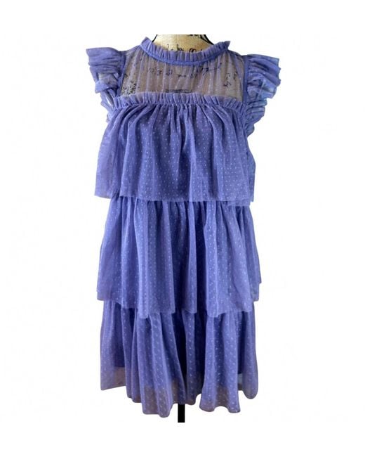 ​Carole Christian Blue Tiered Toole Short Dress