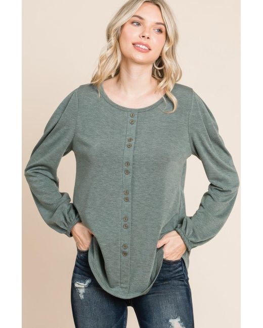 TRUEDAMES Gray Solid Tr Spandex Long Sleeve Top