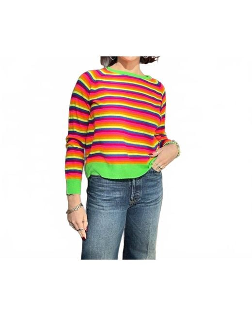 Brodie Cashmere Red Smiley Crew Cashmere Stripe Sweater