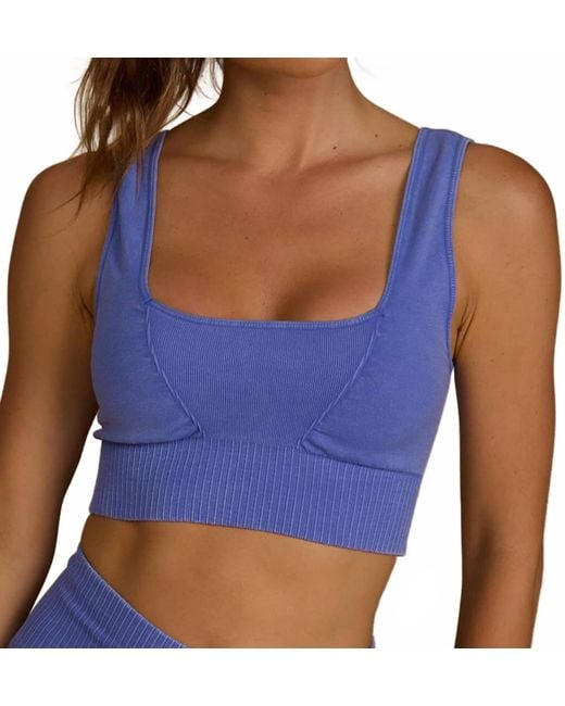 Free People Blue Square Neck Good Karma Sports Bra