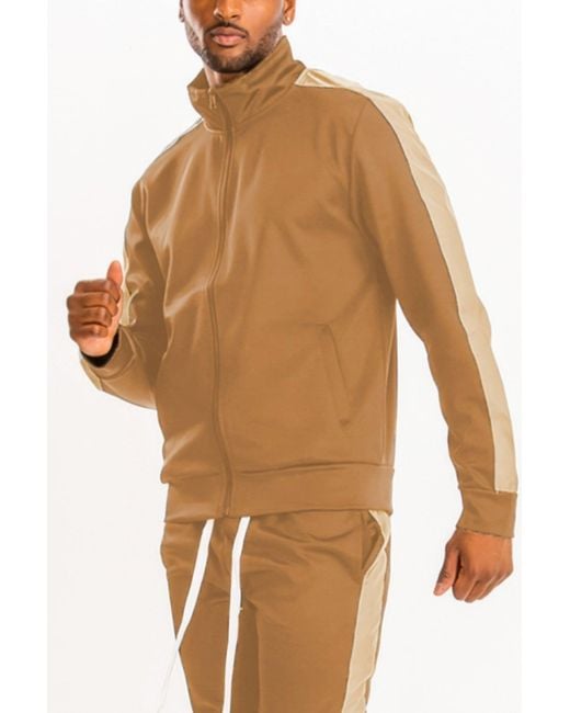 TRUEDAMES Brown Track Single Stripe Jacket for men
