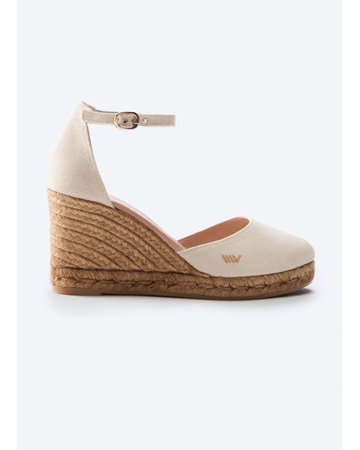 VISCATA White Estartit Canvas Espadrille Wedges