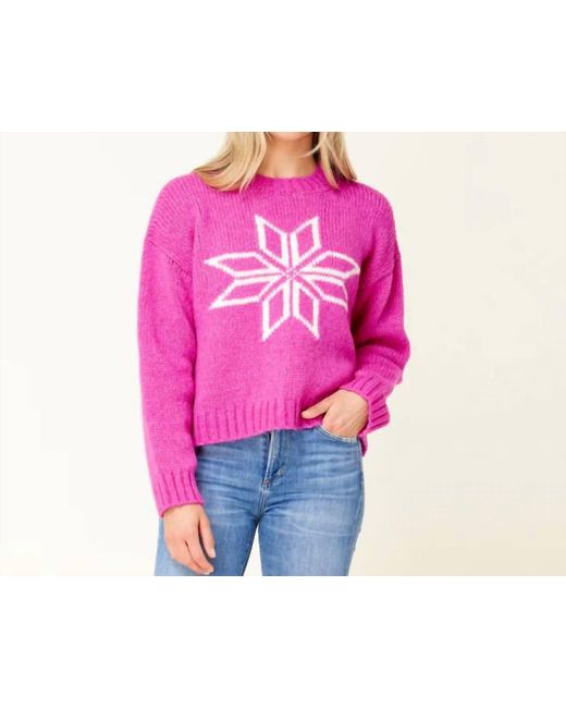 Krimson Klover Pink Snowflake Pullover Sweater
