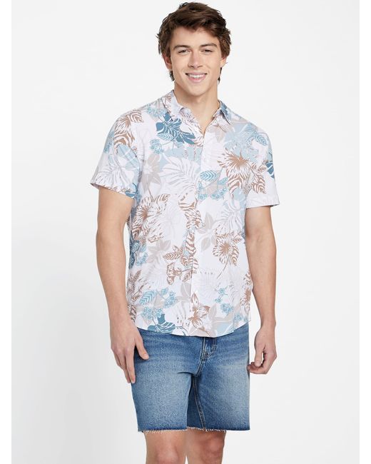 Guess Factory White Brink Printed Shirt for men