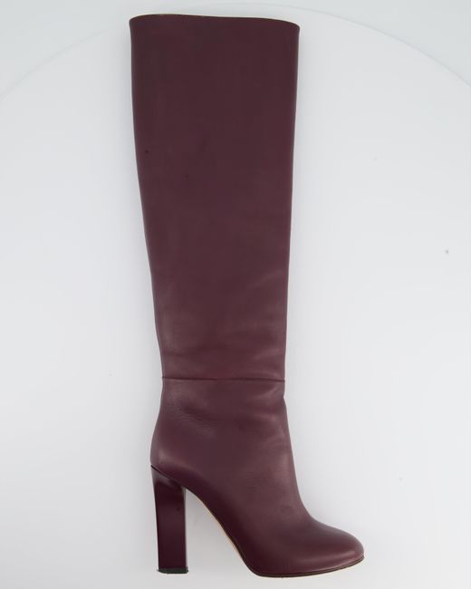Victoria Beckham Purple Oxblood Knee High Leather Boots