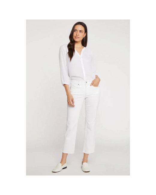 NYDJ White Marilyn Jeans Denim Straight Leg Zip Fly Ankle Gbo1240