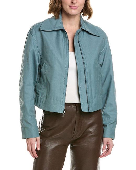 Vince zip shop front leather jacket
