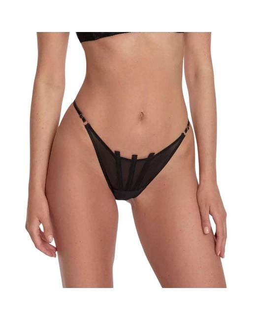 Ajour Black Las Ventas Lace Adjustable G-String