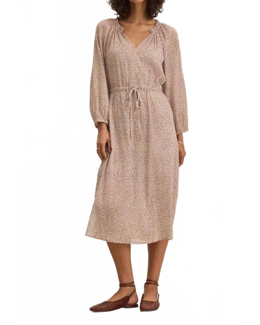Velvet By Graham & Spencer Natural Lima Printed Crinkle Cotton Gauze Midi Dress