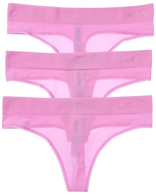 DKNY Pink 3Pk Seamless Litewear Thong