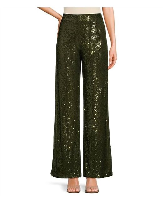Skies Are Blue Green Sequins Semi Flared Pants