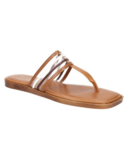 TUSCANY by Easy StreetR Pink Antea Leather Slip On T-strap Sandals