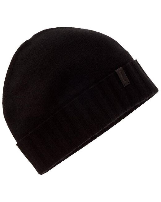 Vince Black Reverse Jersey Cuffed Boiled Cashmere Hat for men