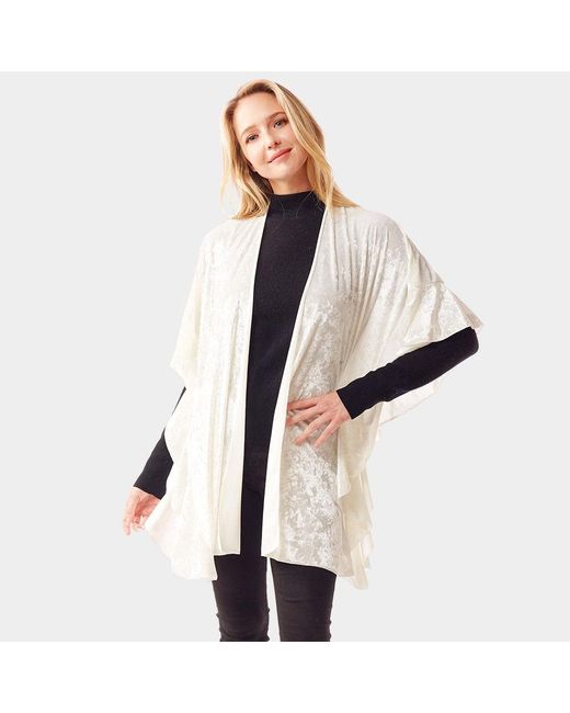 TRUEDAMES Blue Solid Velvet Shawl Poncho