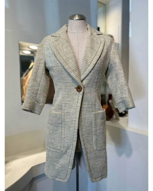 Byron Lars Beauty Mark Gray Rawsilk Tweed Coat