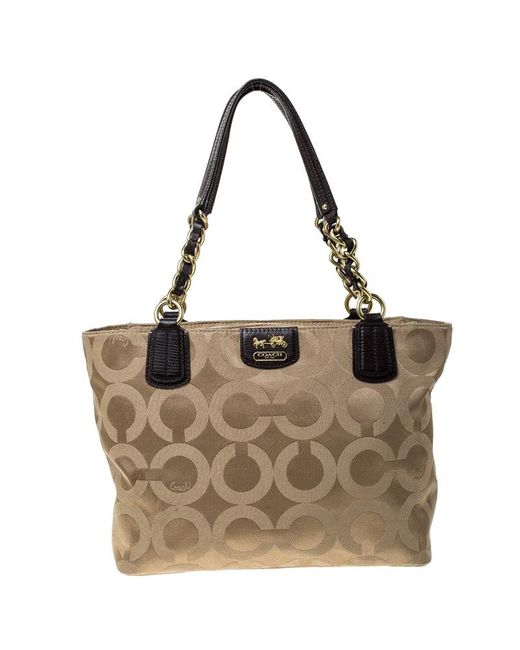 COACH /brown Fabric Madison Op Art Tote