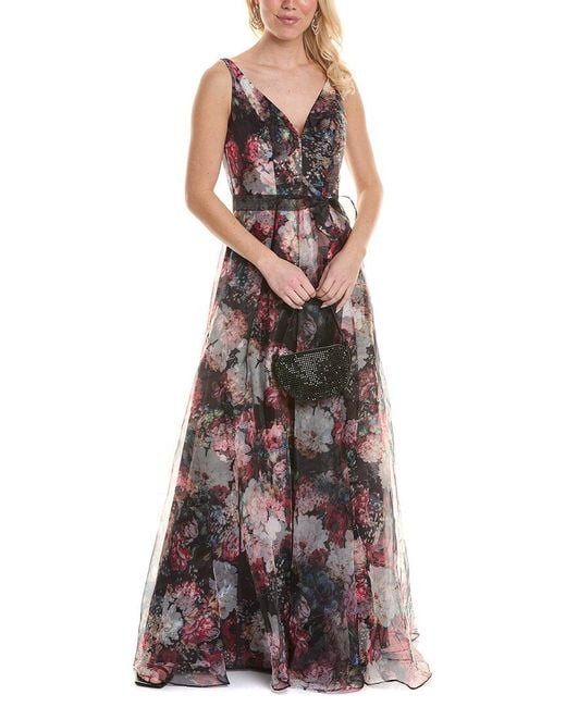 Rene Ruiz Black Rene By Collection V-neck Gown