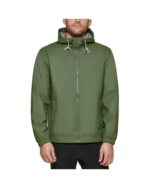Club Room Green Rubberized Rain Hoodie/Windbreaker Jacket for men