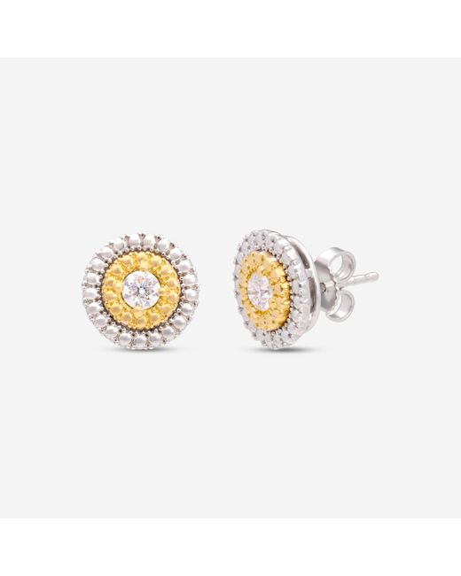 Roberto Coin Metallic Siena 18k White & Yellow Gold Diamond Dot Stud Earrings 111477averx0