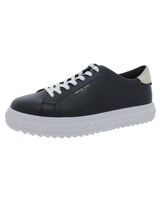 MICHAEL Michael Kors Black Leather Flatform Casual And Fashion Sneakers