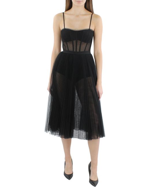 BCBGMAXAZRIA Black Sheer Corset Cocktail And Party Dress